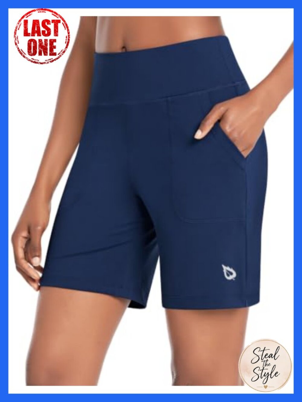 Women's High Waisted Bermuda Running Shorts 7" with Pockets - Athletic